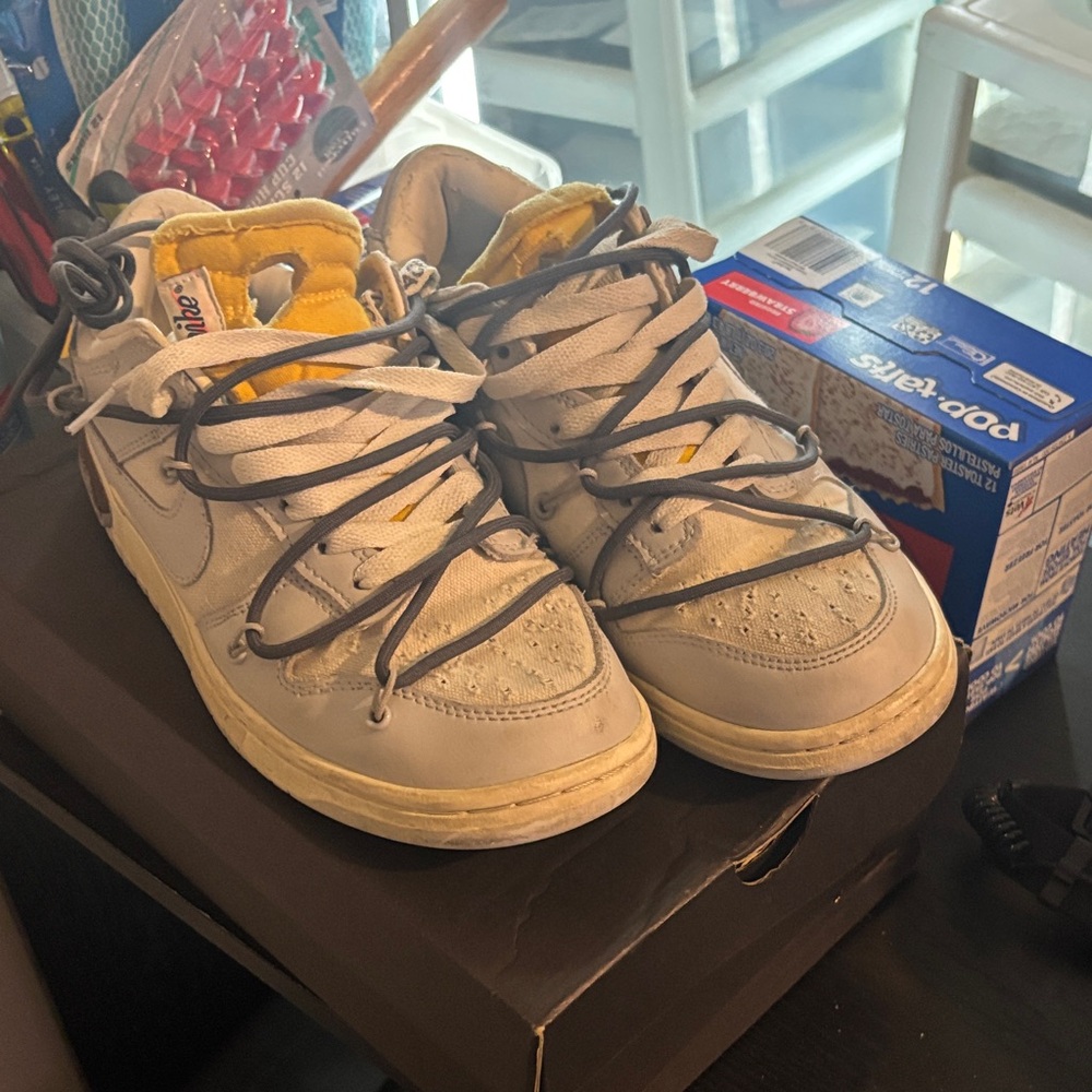 Nike Off-White and Yellow Sneakers